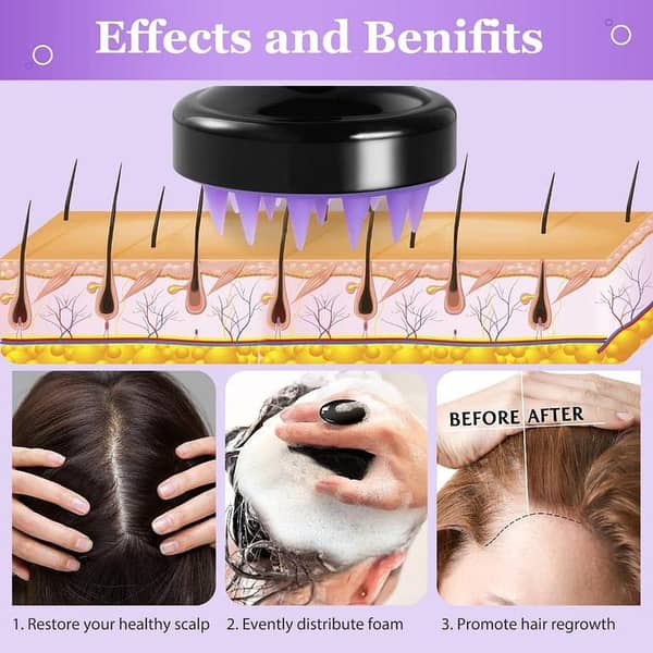 T  Silicone Double Head Scalp Massage & Face Cleansing Brush – Soft Silicone Shampoo Brush & Facial Cleaning Scrubber for Hair Washing, Scalp Exfoliation, Face Cleansing & Deep Skin Care Massage Tool