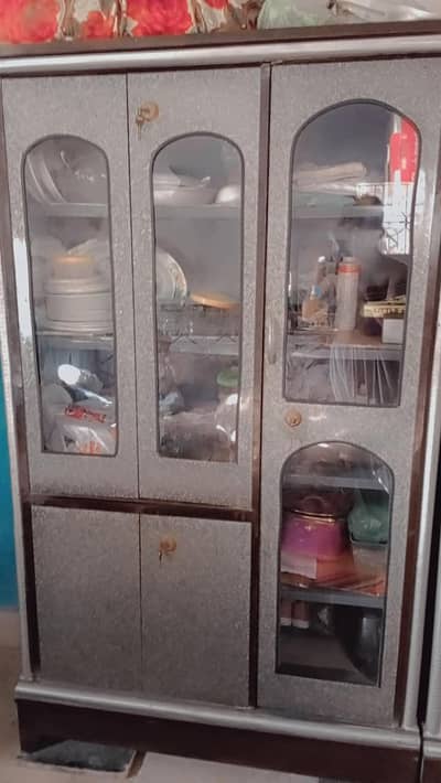 3 Door Steel Crockery Cabinet – 6 Months Used – Good Condition