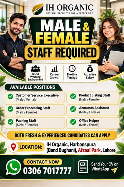 Staff Required Female & Male