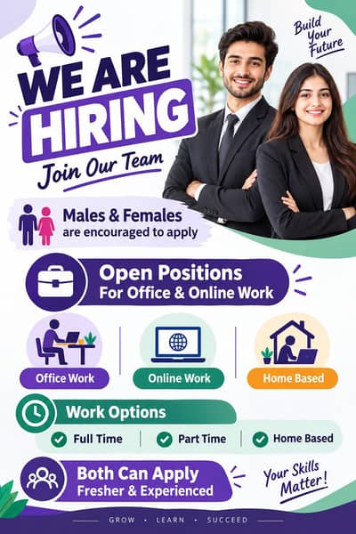 hiring now on urgent bases apply now for online and offline work