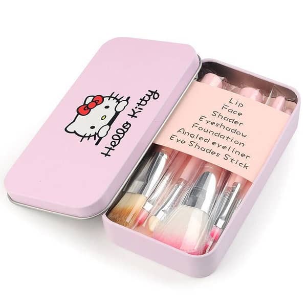 T  Hello Kitty 7 Makeup Foundation Powder Eye Shadow Brushes Set Make Up Brushes Set