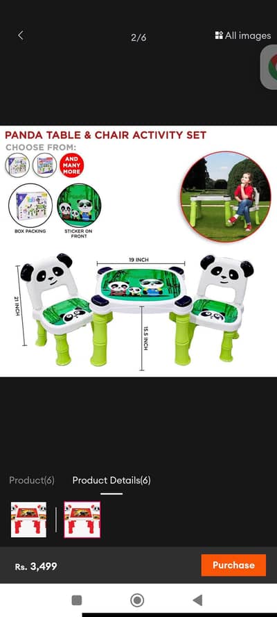 panda love table chair