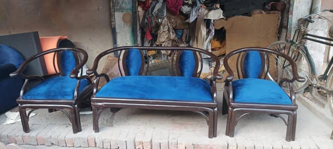 Sofa Set Blue color Velvet Fabric