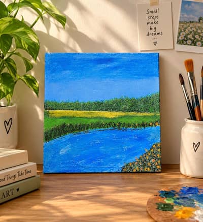 happBeautiful Handmade Canvas Painting – 12×12 Inch