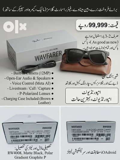 Ray-Ban Meta Smart Glasses - Wayfarer Matte Black POLARIZED
