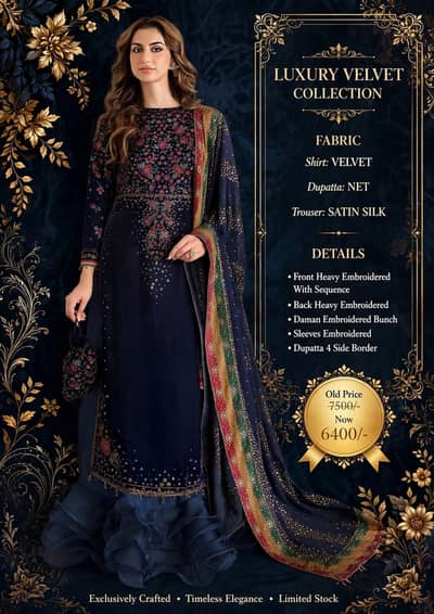 Luxury  Valvet   Navy   Suit   6400
