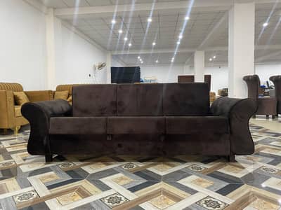 Stylish Moon Arm Sofa Cum Bed | Premium Fabric | Modern Design