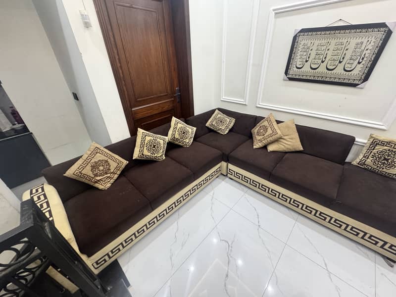 L shape Versace brown colour sofa 2