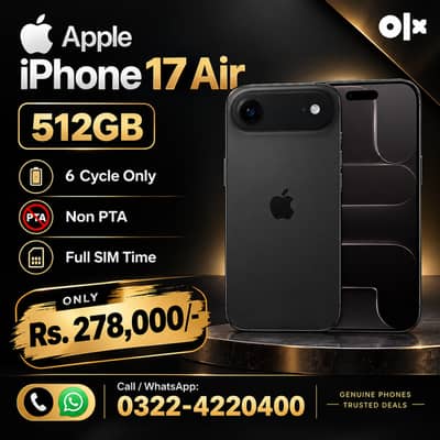 Apple iPhone 17 Air 512Gb 6 Cycle Only Non Pta Full Sim Time