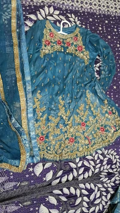 Beautiful embroidered short frock with dupata