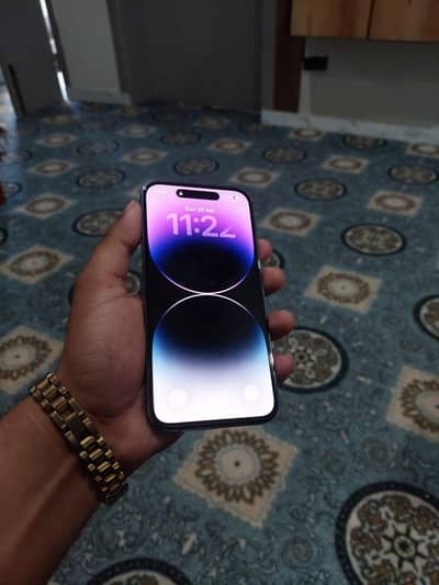 iphone 14 pro LLA 85 health deep purple color Sim time availble