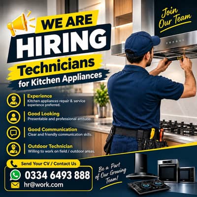 URGENT HIRING – KITCHEN APPLIANCE TECHNICIAN