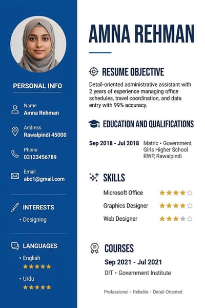 Professional CV / Resume - Gulf & Office Jobs - 1 Hour