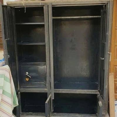 3 doors iron Almari - grey colour - with locker box - multan
