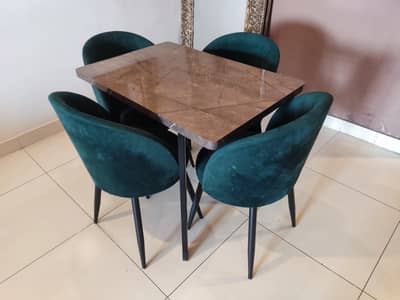 Dining Table Set with 4 Velvet Chairs  - URGENT Moving-out Out Sale