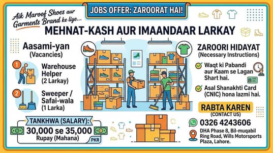 staff required-wearhouse jobs in dha phase 8
