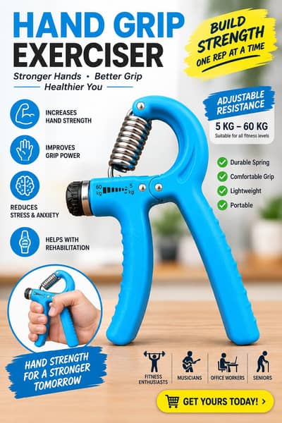 Hand Griper Strengthener – Adjustable Finger & Forearm Exerciser