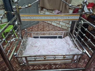 Beautiful Stainless Steel Baby Cradle – Excellent Condition