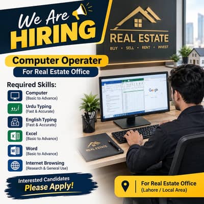 Need a Compuser and Computer Operater at a Real Estate Office