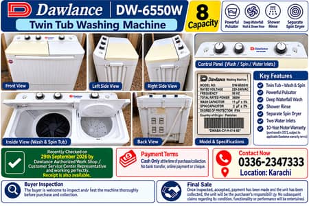 Dawlance Washing Machine | Recently Checked | Warranty – For Sale