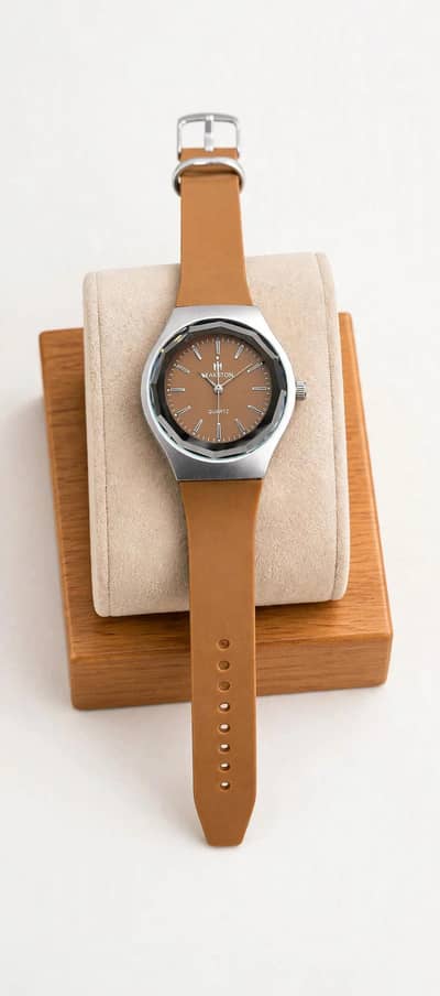style brown leather watch for women and men free delivery for lahore-c