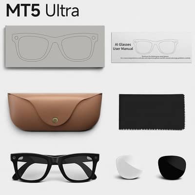 Smart AI Glasses | Music, Calls & AI Assistant | 2000mAh Leather Case