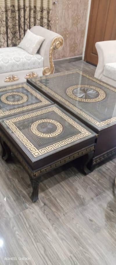 Dining table and two sided tables