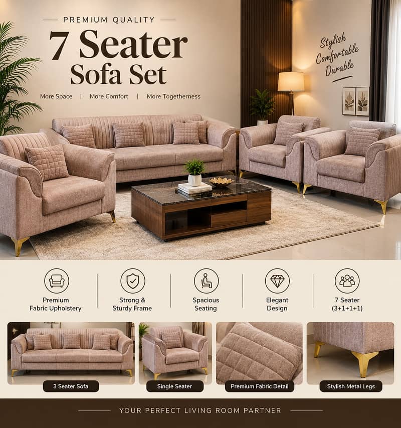 7 seater sofa/sofa set/ slightly used/ 0