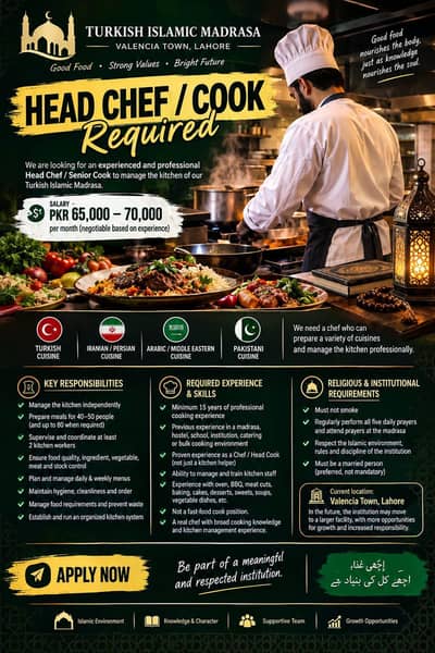 need a chef for 40 to 50 peoples