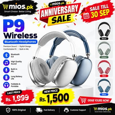 P9 Wireless Bluetooth Headphones with Noise Cancellation and Over-Ear