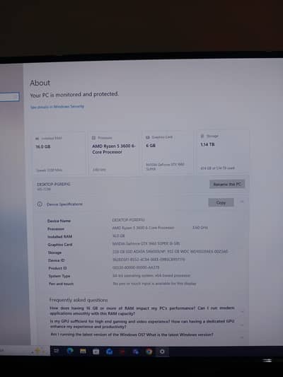 Ryzen 5 3600 Gaming Computer, GTX 1660 super 6gb GPU