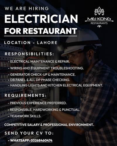 hiring electrican for restaurant