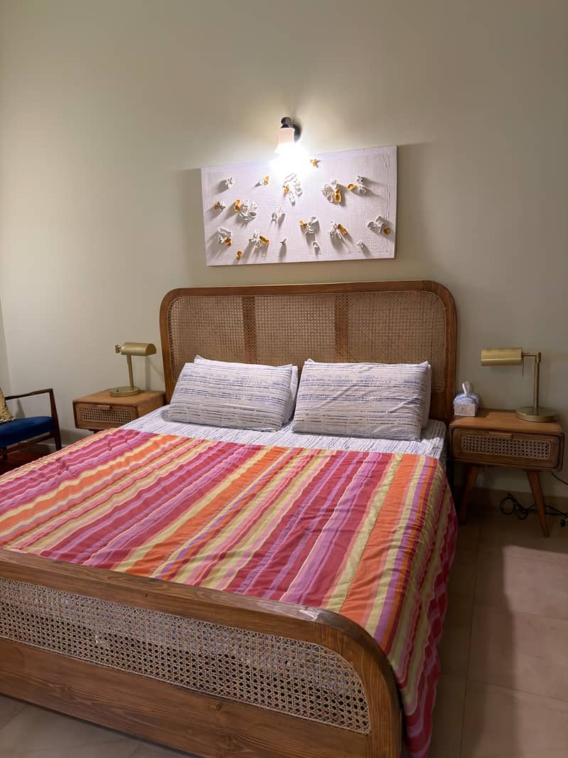 Cane Bed Set with 2 Side Tables & Dressing Table 0