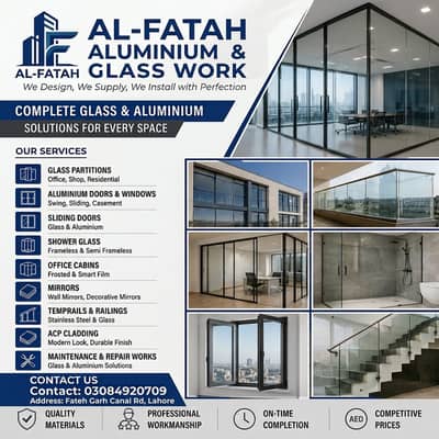 Aluminium Windows, Doors, Glass Partitions, Shop Fronts  Installation
