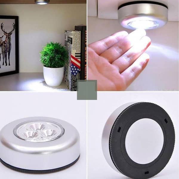 Legacy Deals Wireless LED Push Touch Light | Stick-On Battery Operated Puck Lamp for Kitchen Cabinet, Wardrobe, Closet, Staircase & Bedroom | Portable Tap Light for Hallway, Bathroom & Night Use | Easy Install White LED Wall Light