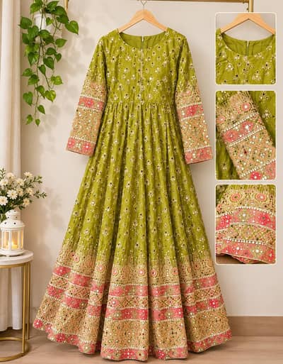 Silk Katan Anarkali Dress – Rs. 5,000