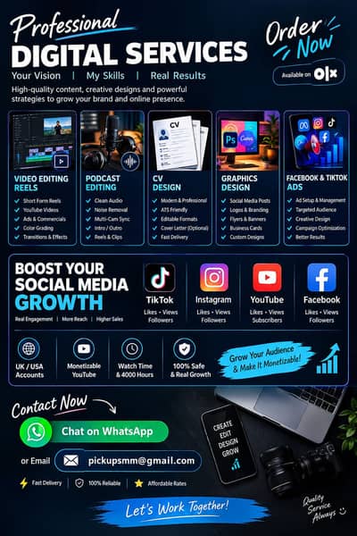 Professional Video Editing, Graphics Design & Social Media Services