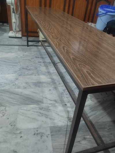 Heavy Duty Long Iron Frame Wooden Table / Study & Office Desk