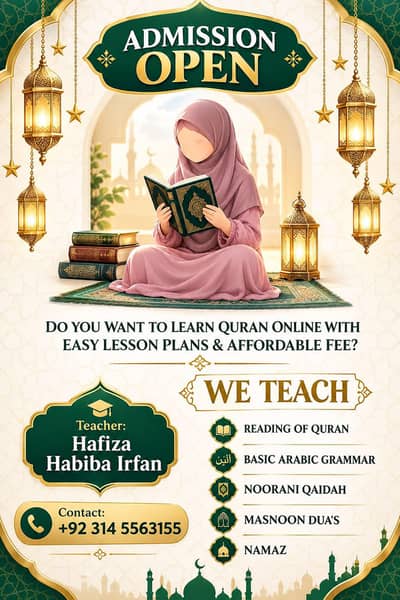 Online Quran Learning (Female Teacher) With Affordable Fee
