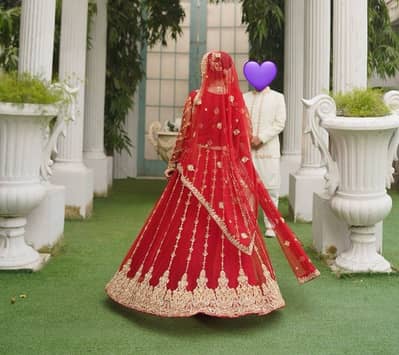 Designer Deep Red Bridal Lehenga – Worn Once / Perfect Condition