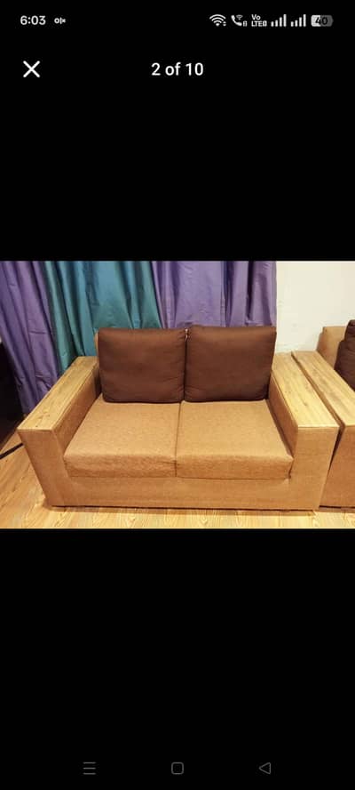 Brown 6-Seater Sofa Set – 1+2+3 Sofa Set | Good Condition