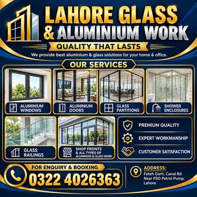 Aluminium Doors & Windows / Office Glass Partitions / Glass Railings