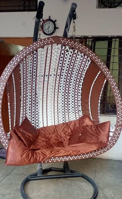 2 seater egg shaped swing with cushions