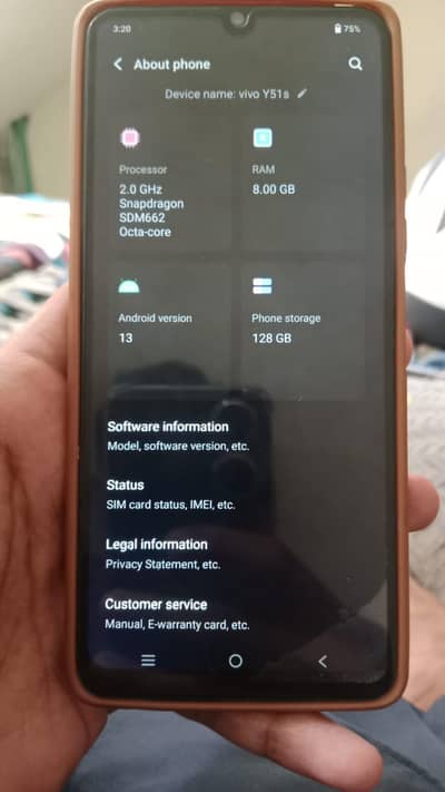 Vivo Y51s with box and charger read discription