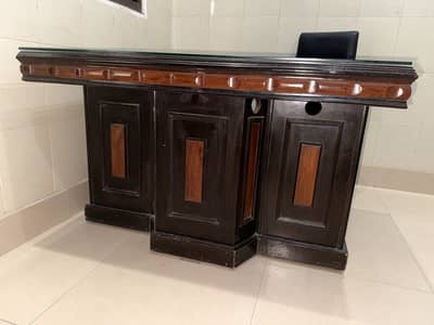 Premium Wooden Executive Desk with Glass Top / Office Table