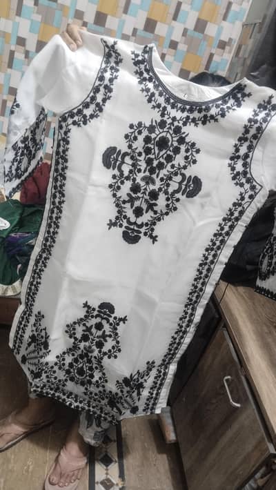organza dress with black embroidery