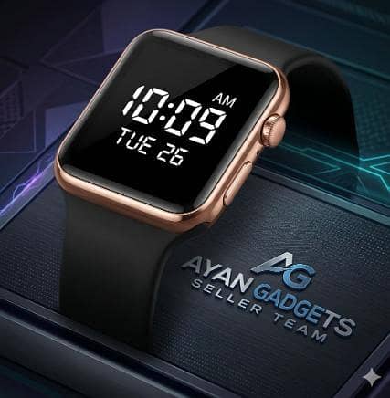 1 PCS LED Digital Sport Watch Square Mirror Face Unisex Wristwatch - Soft Silicone Band R3152