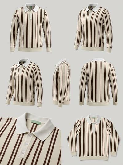 Old Money Style Men’s Striped Polo Sweater  | Premium Look