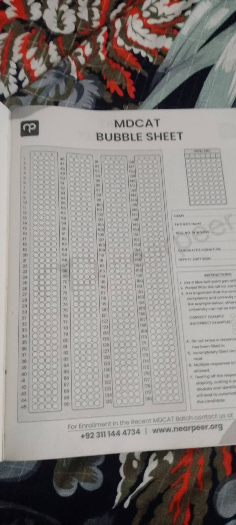 Mdcat past papers with bubble sheet book 4