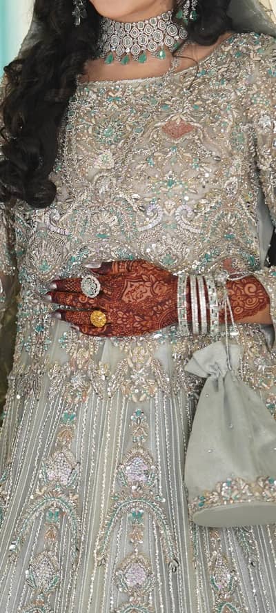 Heavy bridal waleema maxi in ice blue clr